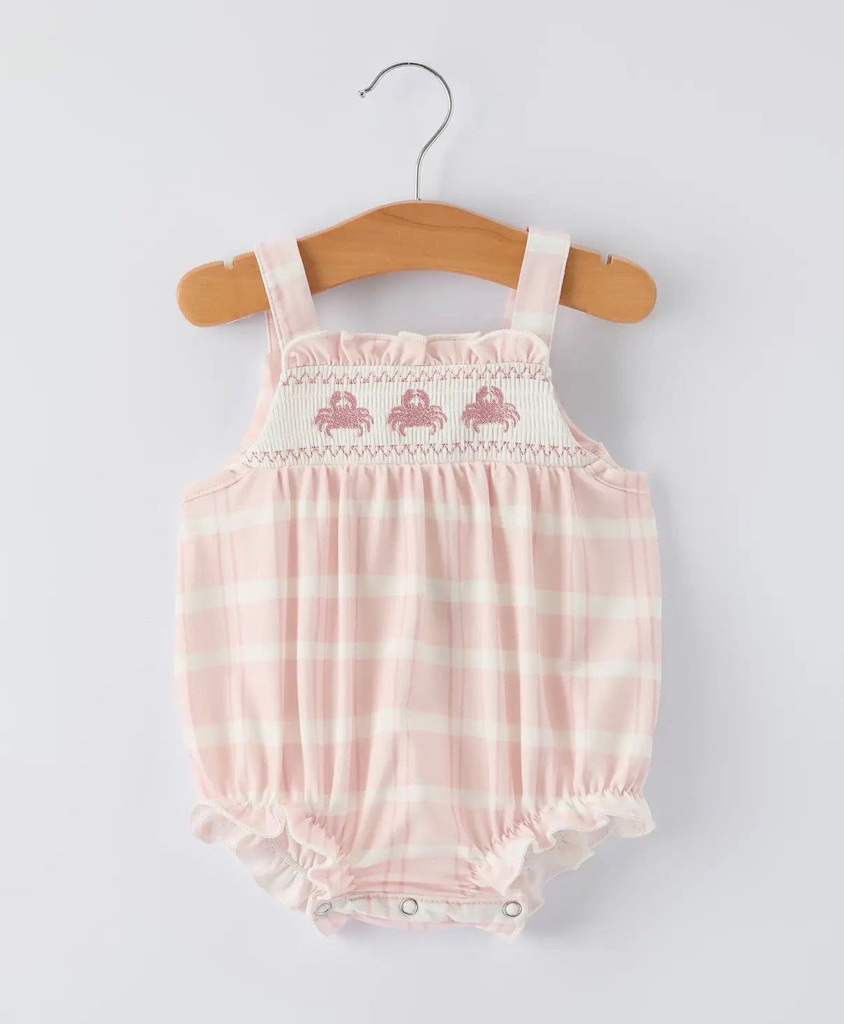 Crab Embroidered Smocked Romper