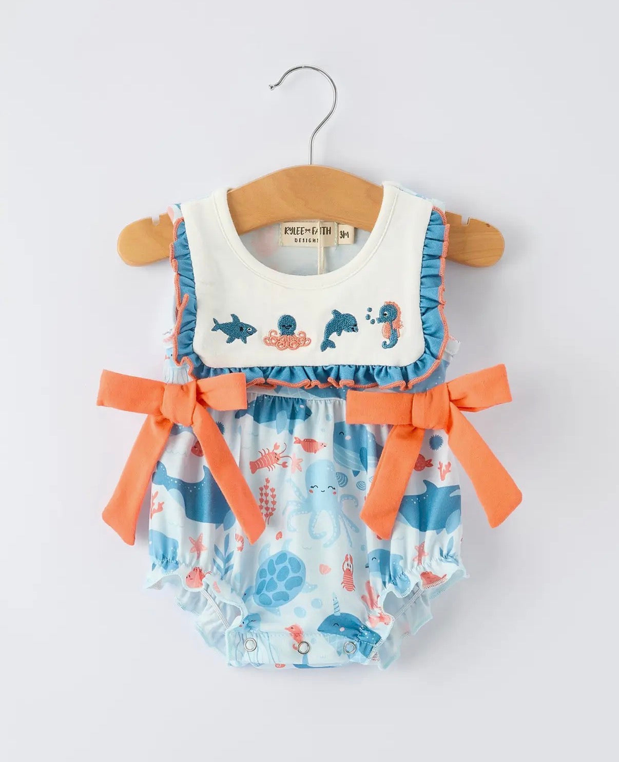 Marine Animal Embroidered Romper