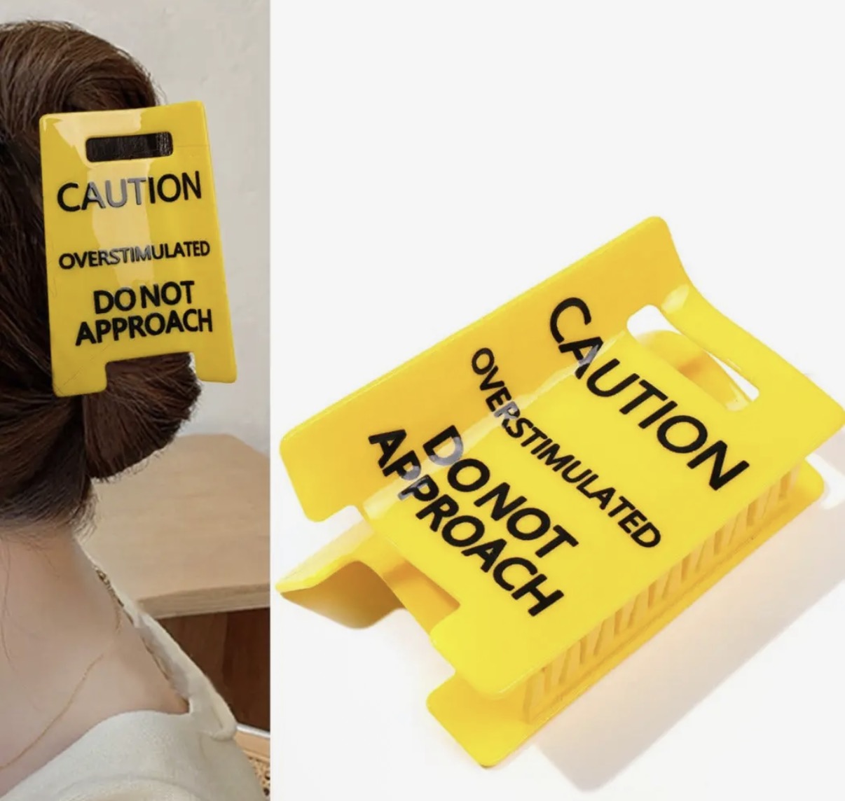 Yellow Caution Sign Claw Clip